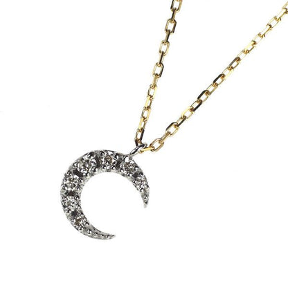 Agate K18 yellow gold and white gold diamond pendant necklace with 0.05ct brown diamond on 40cm chain