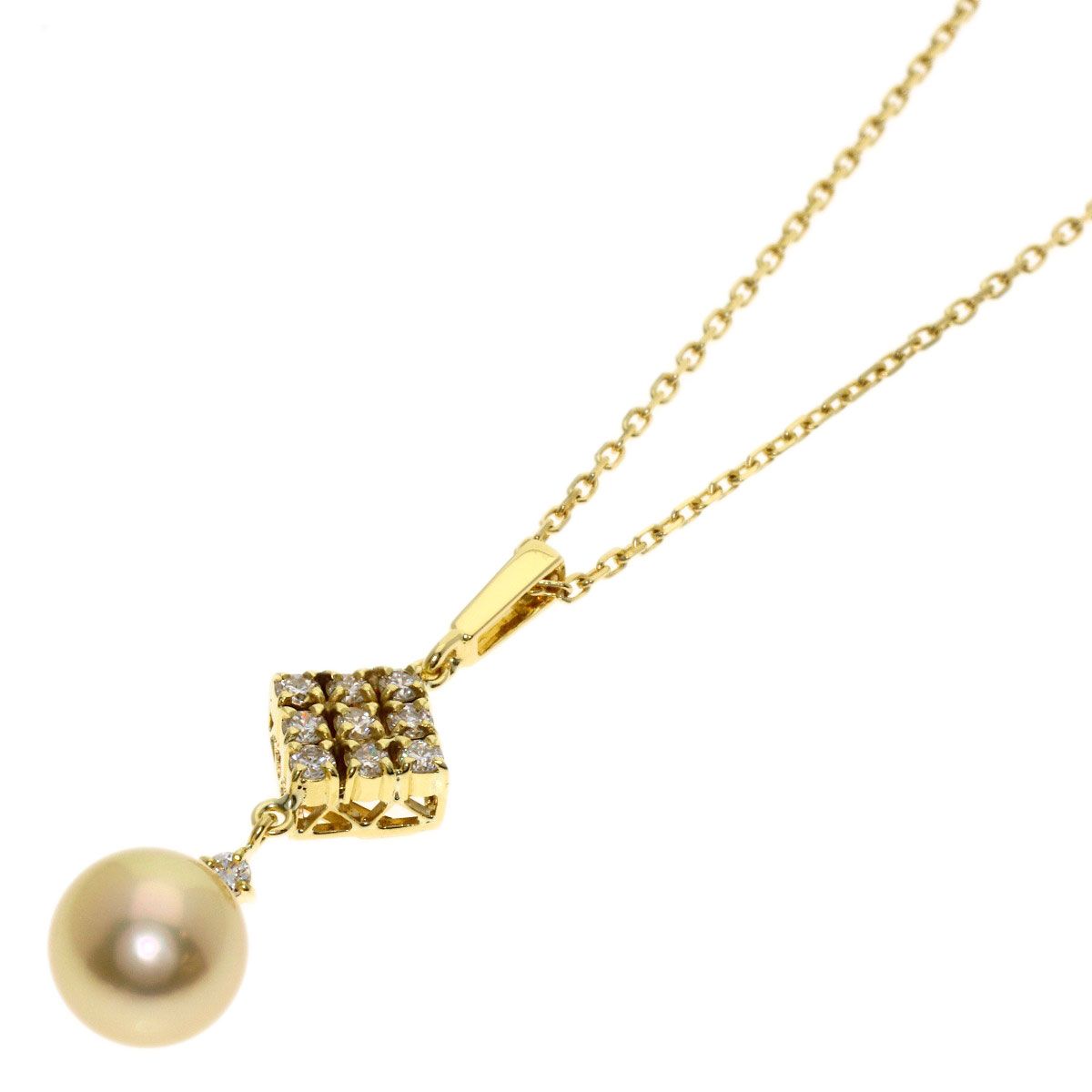 MIKIMOTO Pearl Diamond Necklace for women with 8.1mm pearl and 40cm K18YG gold chain