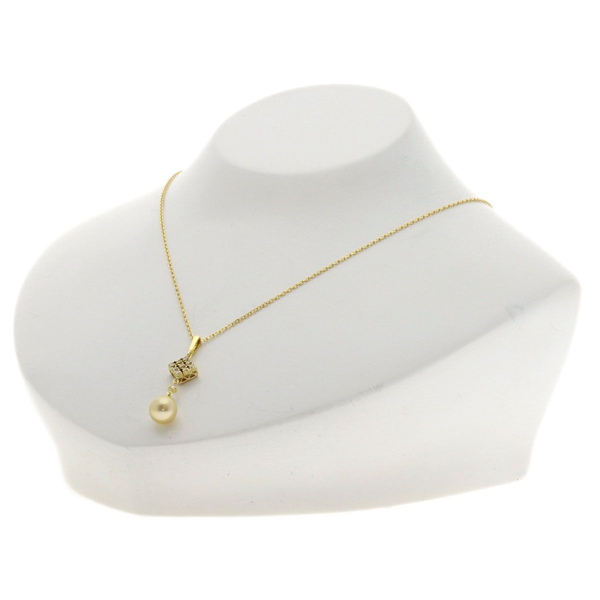 MIKIMOTO Pearl Diamond Necklace for women with 8.1mm pearl and 40cm K18YG gold chain