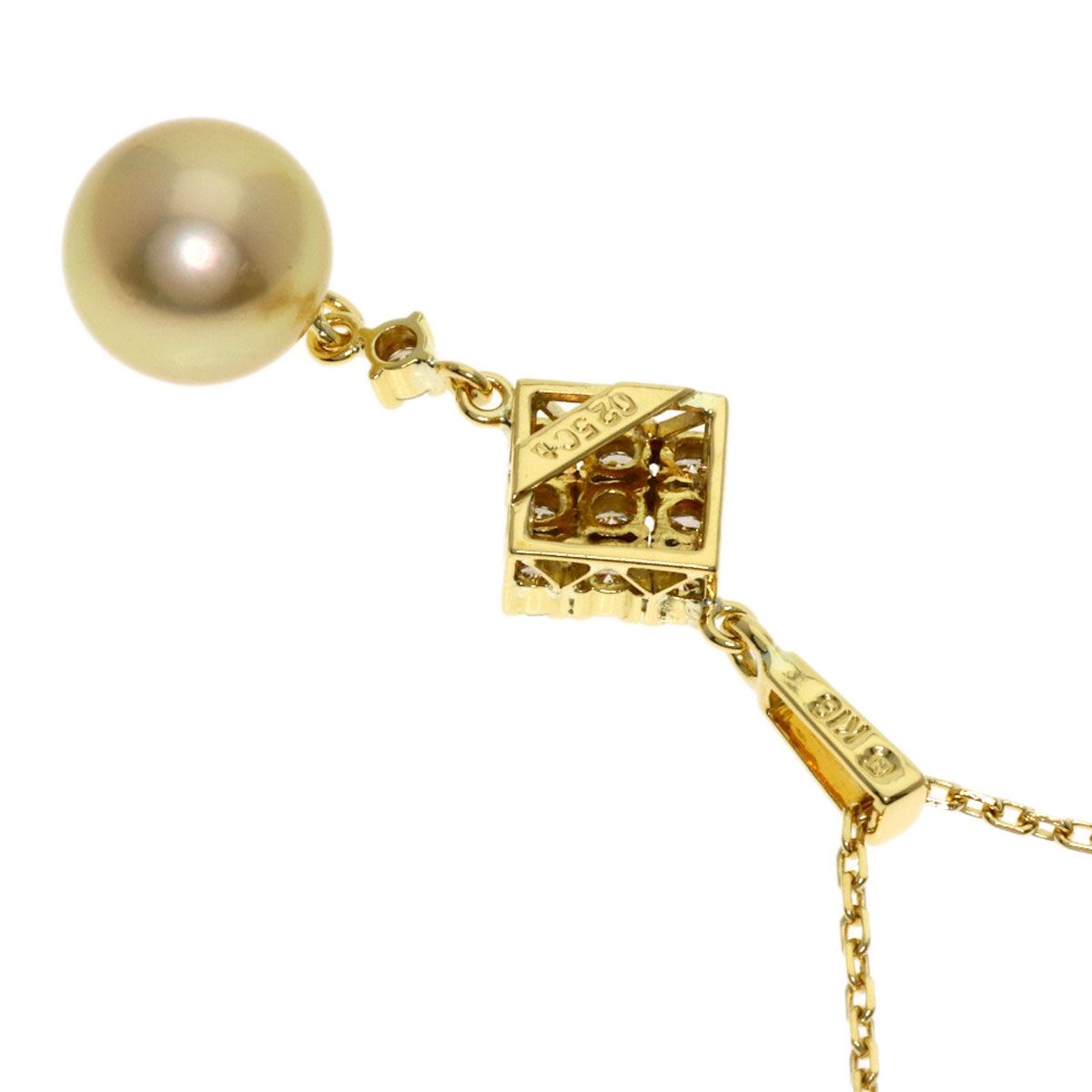 MIKIMOTO Pearl Diamond Necklace for women with 8.1mm pearl and 40cm K18YG gold chain