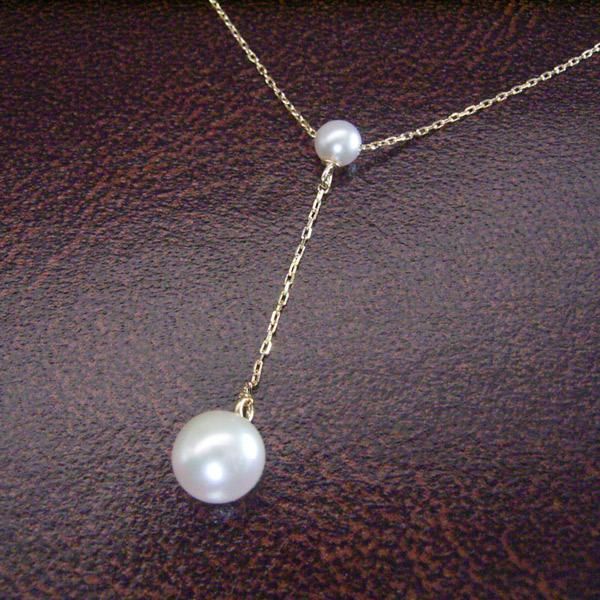 Akoya Pearl Necklace with 3.5mm and 5.5mm pearls on 18K gold chain and extender