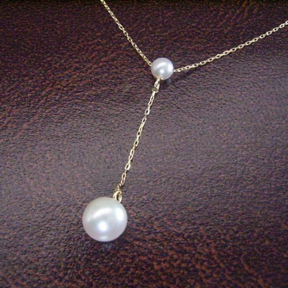Akoya Pearl Necklace with 3.5mm and 5.5mm pearls on 18K gold chain and extender