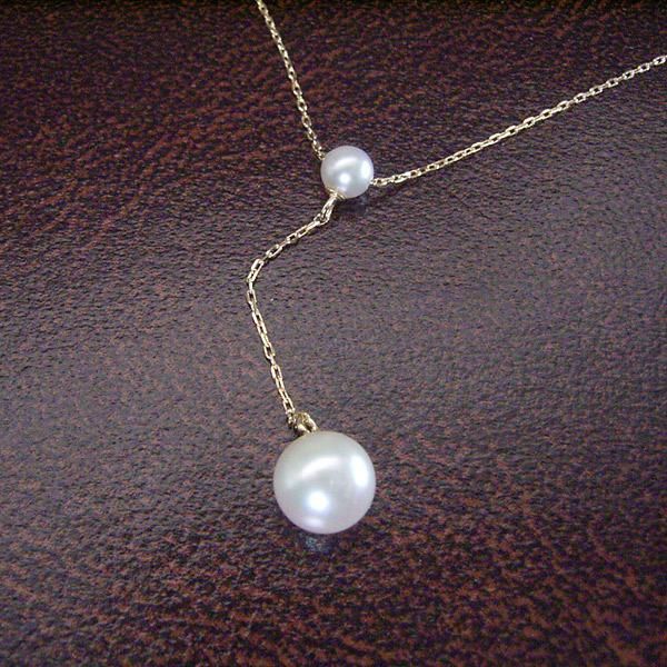 Akoya Pearl Necklace with 3.5mm and 5.5mm pearls on 18K gold chain and extender
