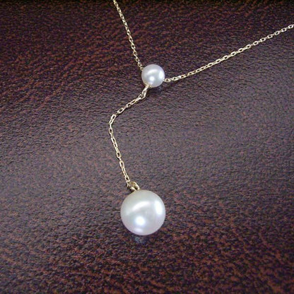 Akoya Pearl Necklace with 3.5mm and 5.5mm pearls on 18K gold chain and extender