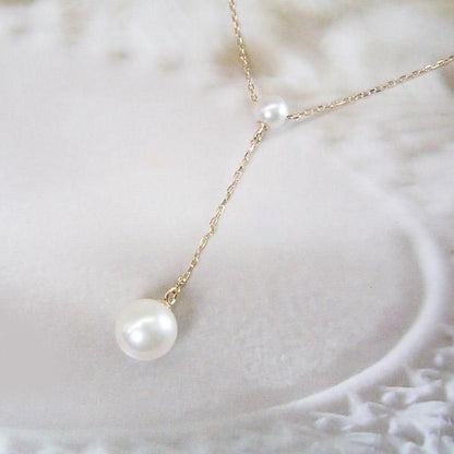 Akoya Pearl Necklace with 3.5mm and 5.5mm pearls on 18K gold chain and extender