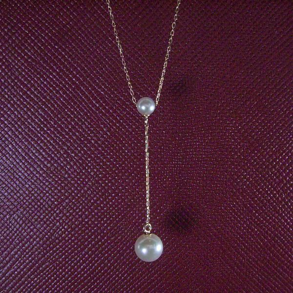 Akoya Pearl Necklace with 3.5mm and 5.5mm pearls on 18K gold chain and extender
