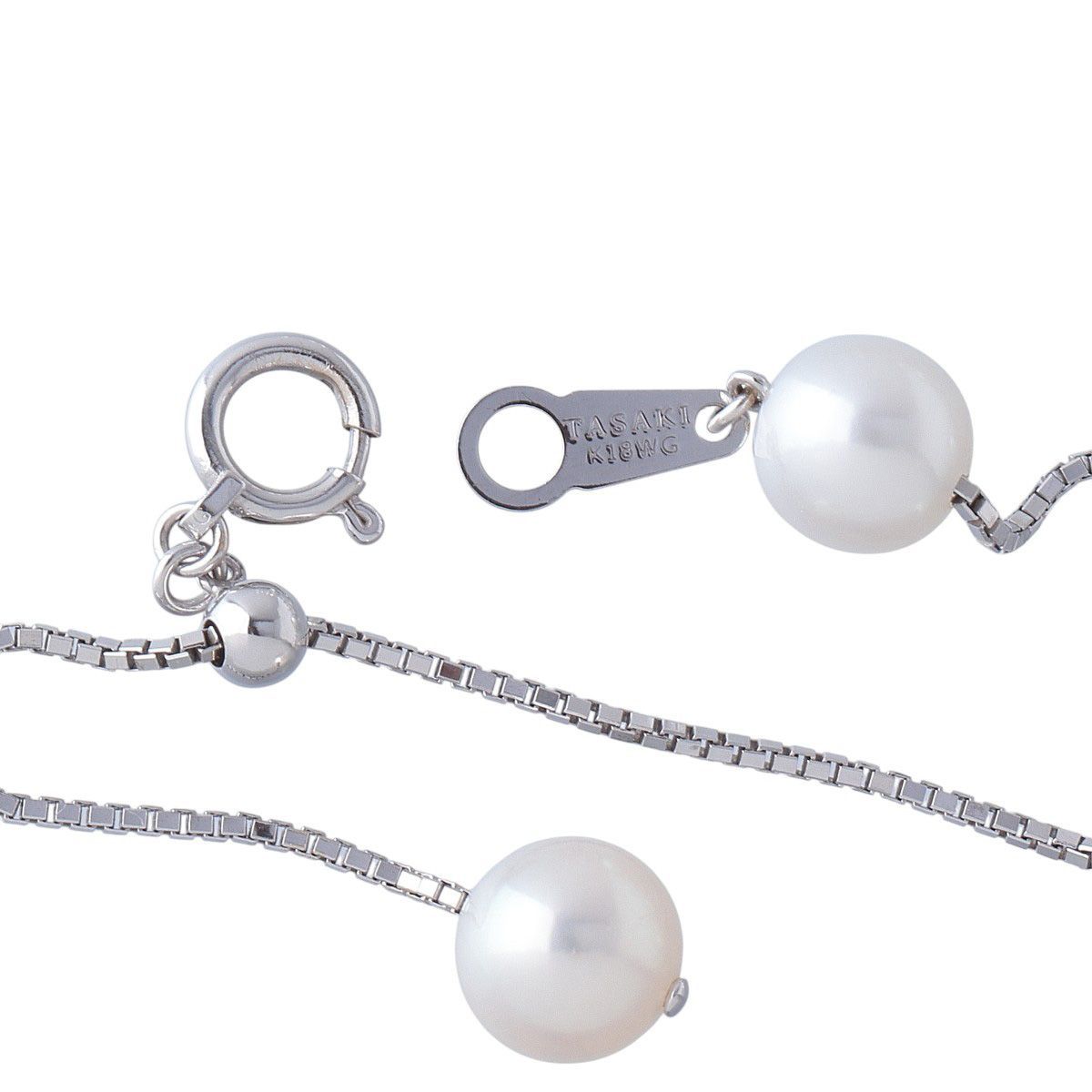 Tasaki pearl necklace with 6.4 to 6.7mm pearls on 44cm white gold chain
