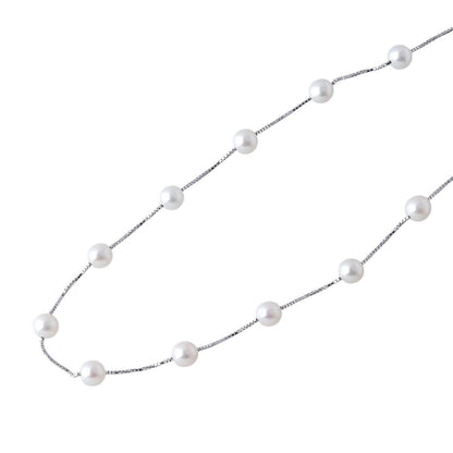 Tasaki pearl necklace with 6.4 to 6.7mm pearls on 44cm white gold chain