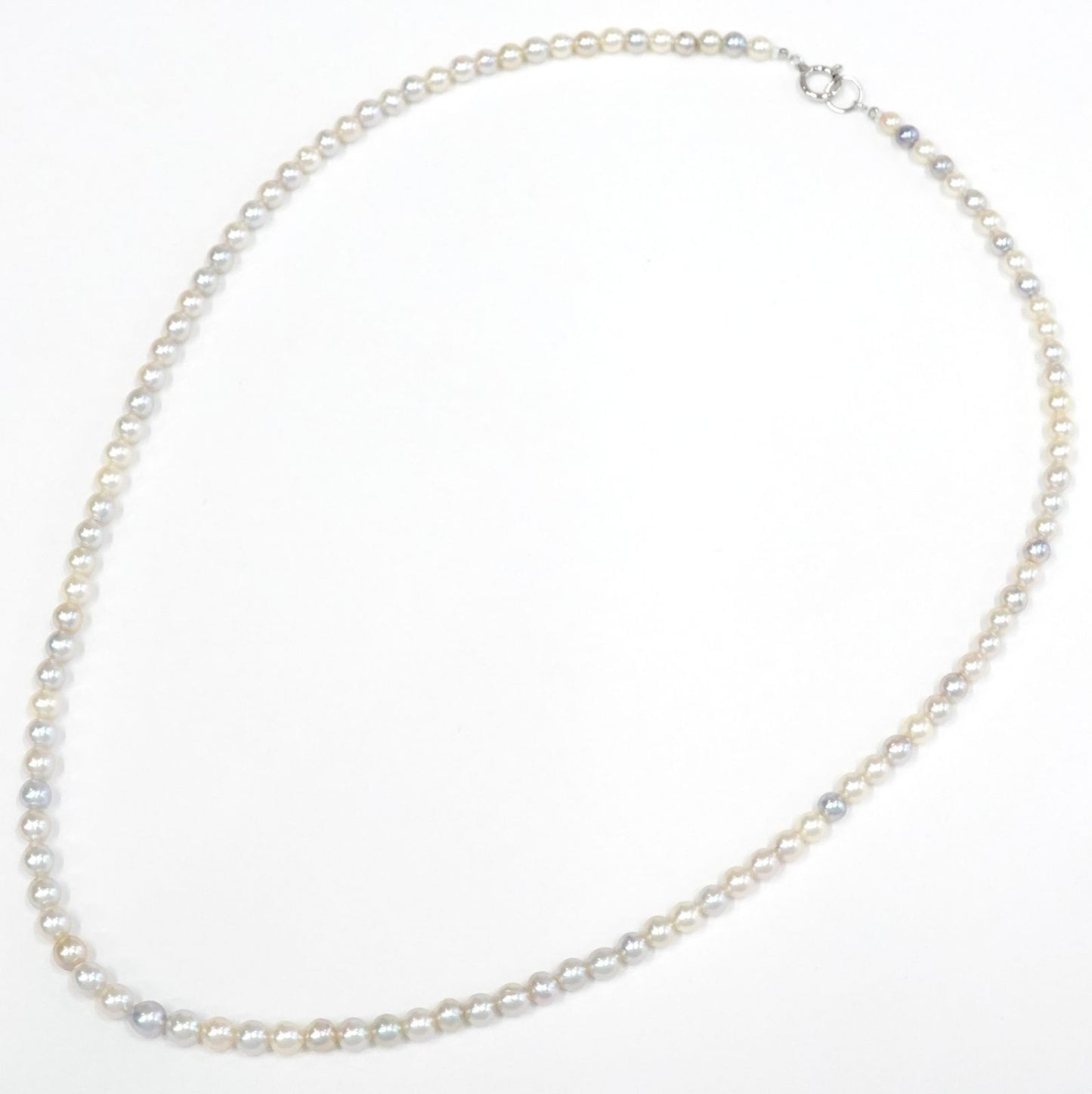 Perlagione Akoya Pearl Necklace 3.0mm to 4.0mm with K14 white gold chain, 41.5cm length