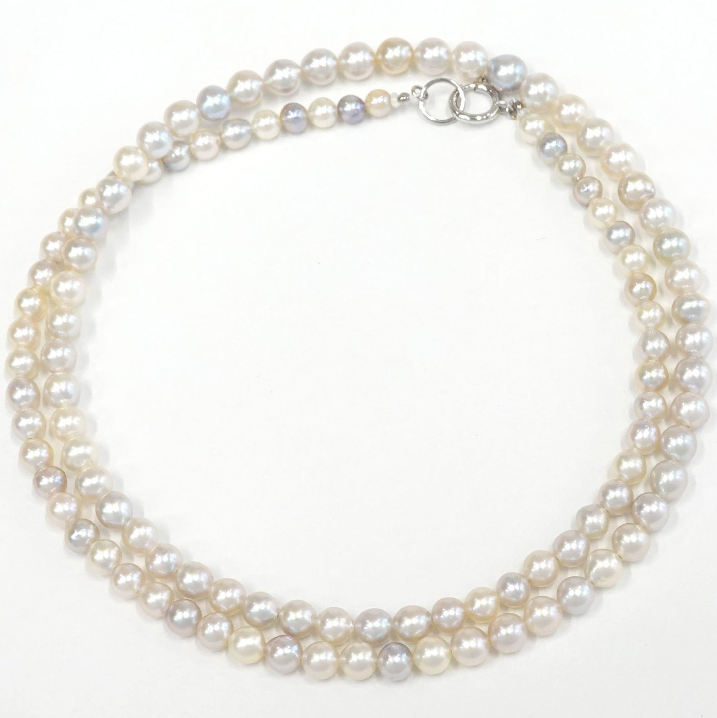 Perlagione Akoya Pearl Necklace 3.0mm to 4.0mm with K14 white gold chain, 41.5cm length