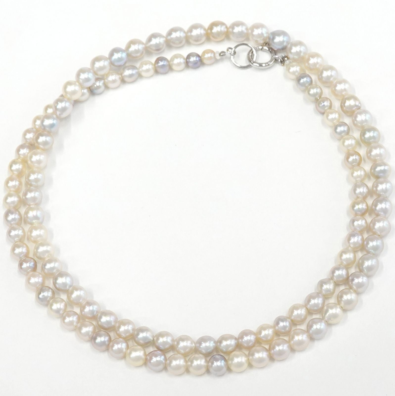 Perlagione Akoya Pearl Necklace 3.0mm to 4.0mm with K14 white gold chain, 41.5cm length
