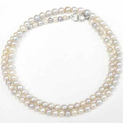 Perlagione Akoya Pearl Necklace 3.0mm to 4.0mm with K14 white gold chain, 41.5cm length