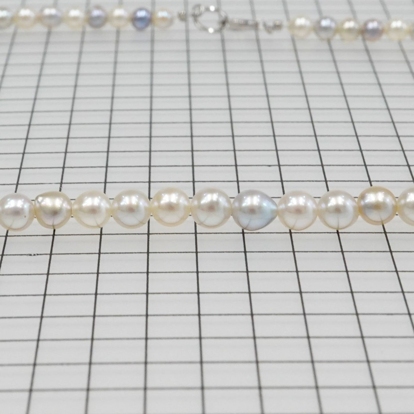 Perlagione Akoya Pearl Necklace 3.0mm to 4.0mm with K14 white gold chain, 41.5cm length
