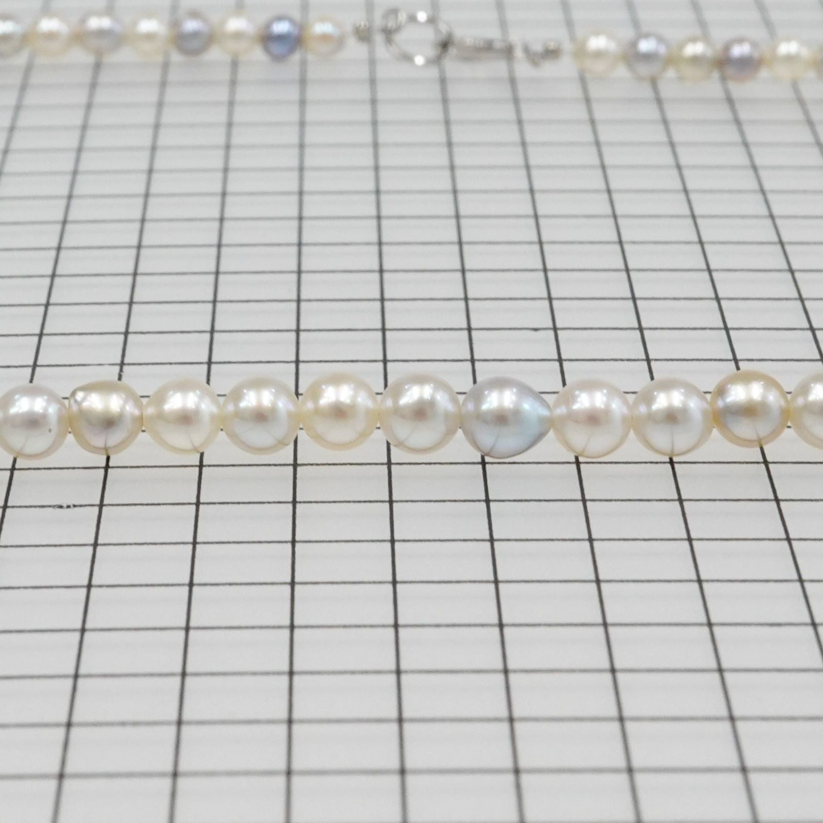 Perlagione Akoya Pearl Necklace 3.0mm to 4.0mm with K14 white gold chain, 41.5cm length