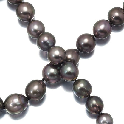 Tasaki black pearl necklace with 9.7-12.7mm pearls and 0.12ct diamonds on Pt900 chain