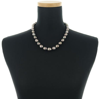 Tasaki black pearl necklace with 9.7-12.7mm pearls and 0.12ct diamonds on Pt900 chain