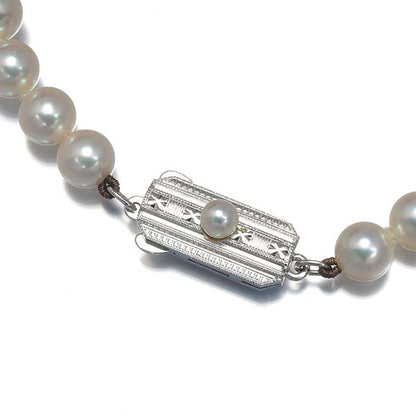 Mikimoto silver necklace with 6.0-6.4mm pearls, 37cm length, weighing 22.2g, newly finished