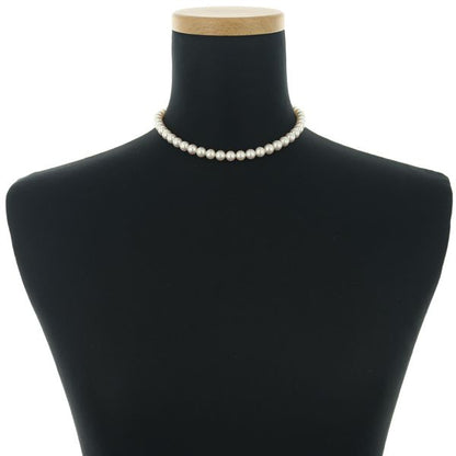 Mikimoto silver necklace featuring 7.0-7.4mm pearls, approximately 35cm long, weighing 26.7g
