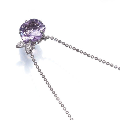Tasaki necklace with amethyst flower and 0.02ct diamond set in 18 karat white gold weighing 3.9 grams