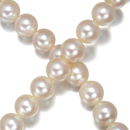 Mikimoto silver necklace with 7.5-7.9mm pearls, approximately 37cm length, newly finished