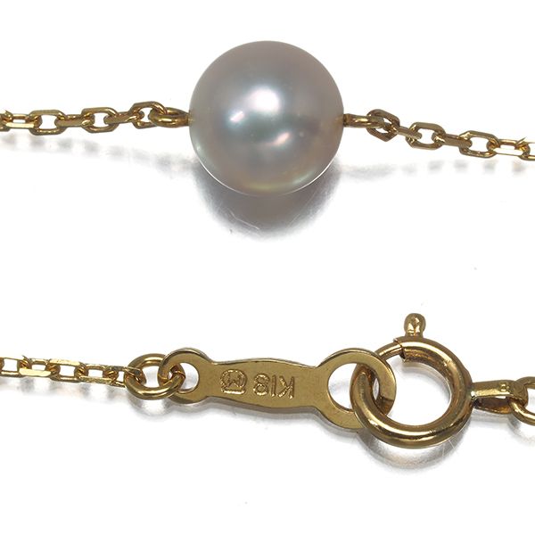 Mikimoto necklace featuring 4.8-6.2mm pearls on 18K yellow gold chain 37cm length