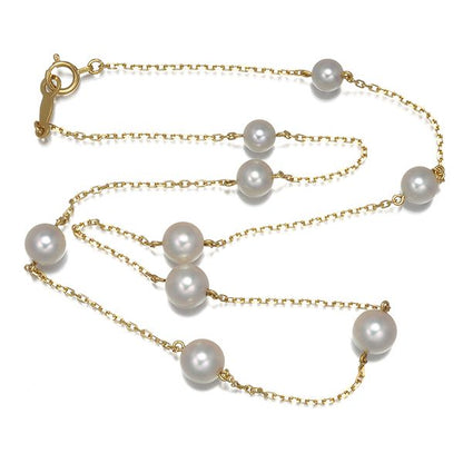 Mikimoto necklace featuring 4.8-6.2mm pearls on 18K yellow gold chain 37cm length