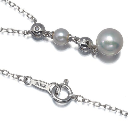 Mikimoto pearl necklace with 4.2-6.7mm pearls and diamond accents set in 18K white gold, 40cm length