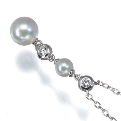Mikimoto pearl necklace with 4.2-6.7mm pearls and diamond accents set in 18K white gold, 40cm length