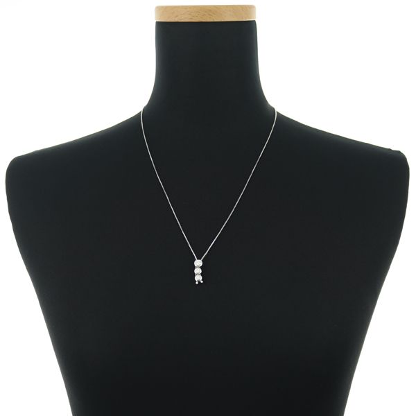 Tasaki diamond trilogy necklace 0.55ct set in 18k white gold with 51cm chain and 17.8x6.3mm pendant