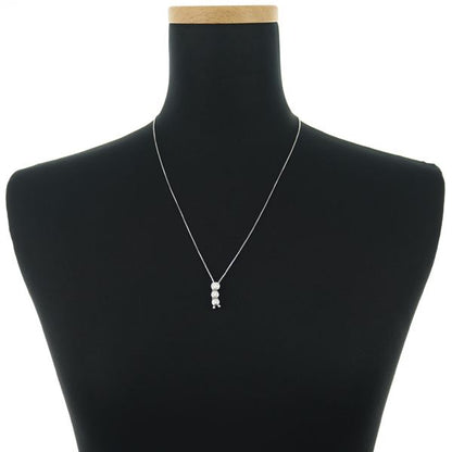 Tasaki diamond trilogy necklace 0.55ct set in 18k white gold with 51cm chain and 17.8x6.3mm pendant