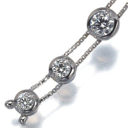 Tasaki diamond trilogy necklace 0.55ct set in 18k white gold with 51cm chain and 17.8x6.3mm pendant