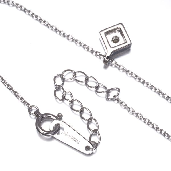 TASAKI white gold necklace with 0.06ct yellow diamond pendant 7x7 mm on 38/42 cm chain