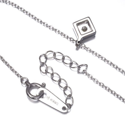 TASAKI white gold necklace with 0.06ct yellow diamond pendant 7x7 mm on 38/42 cm chain
