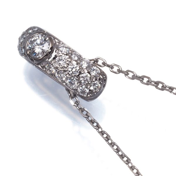 Mikimoto necklace with 0.24 carat diamond pavé set in 18K white gold with removable top design