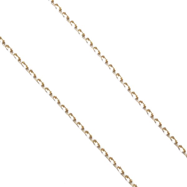 Mikimoto Cut Azuki yellow gold chain necklace 40cm length, 14 karat K14YG, slim 1.1mm width