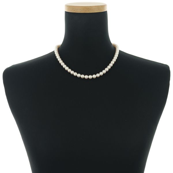 Mikimoto pearl necklace with 7.1-7.4mm pearls and silver chain 45cm length