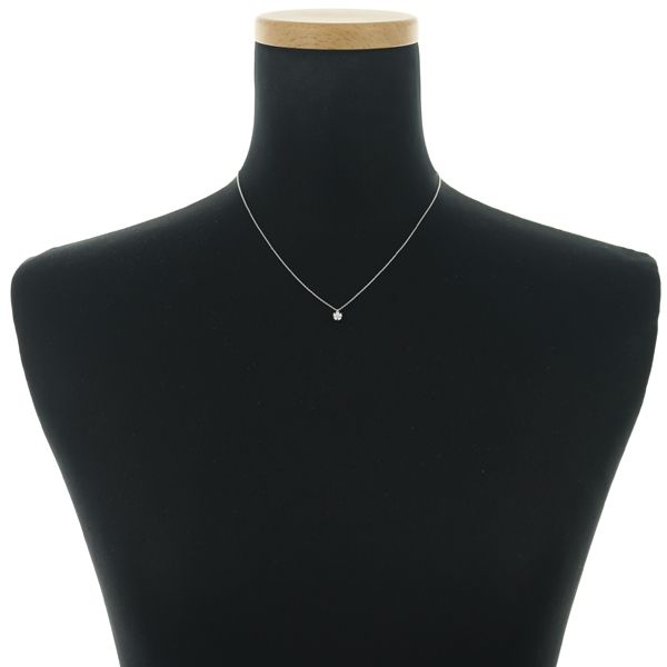 Tasaki necklace featuring 0.08ct diamond flower pendant in 18k white gold on adjustable chain