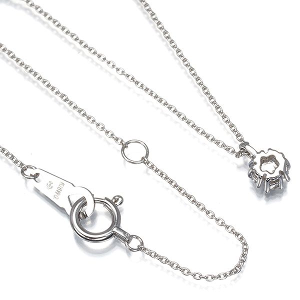 Tasaki necklace featuring 0.08ct diamond flower pendant in 18k white gold on adjustable chain