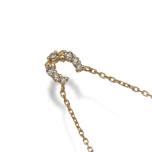Ago=Law yellow gold necklace with 0.05ct diamond and horse shoe pendant on 36/40 cm chain