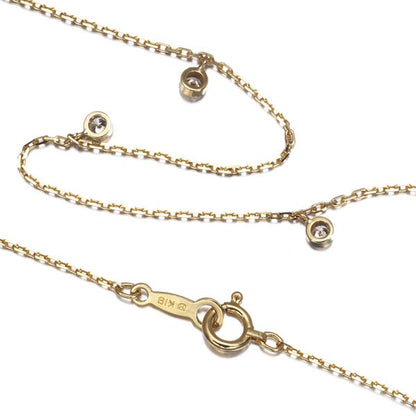 Mikimoto 18k yellow gold necklace with three 0.12ct diamonds on 38cm chain, model #195845