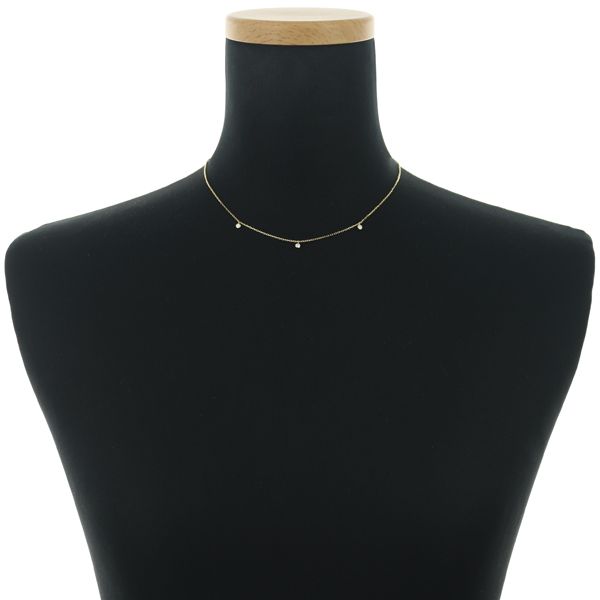 Mikimoto 18k yellow gold necklace with three 0.12ct diamonds on 38cm chain, model #195845