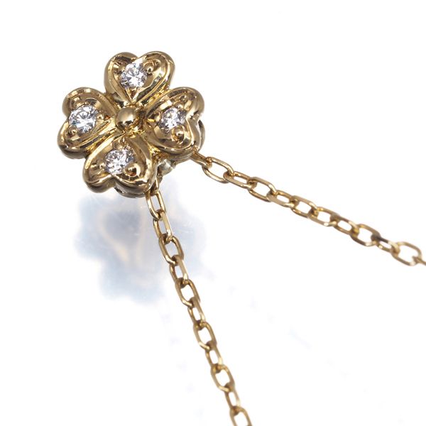 Mikimoto 18K yellow gold necklace with diamond clover pendant and 38-40 cm chain