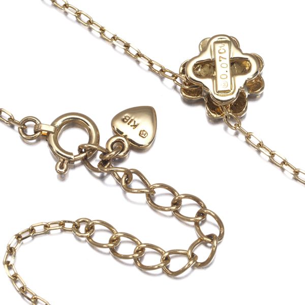 Mikimoto 18K yellow gold necklace with diamond clover pendant and 38-40 cm chain
