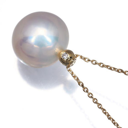 Tasaki Necklace with 12mm Mabe Pearl and diamonds set in 18K yellow gold, adjustable 41-45cm chain