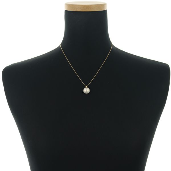 Tasaki Necklace with 12mm Mabe Pearl and diamonds set in 18K yellow gold, adjustable 41-45cm chain