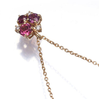 Tasaki necklace with pink tourmaline, garnet, and diamond set in 18k pink gold with a 36 cm adjustable chain