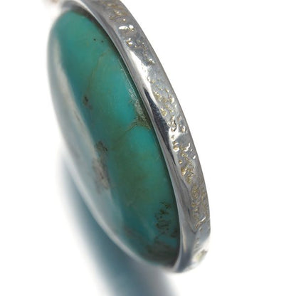 Agete turquoise circle necklace in K10 yellow gold and silver with 40/45 cm chain length and 16.5 mm diameter pendant