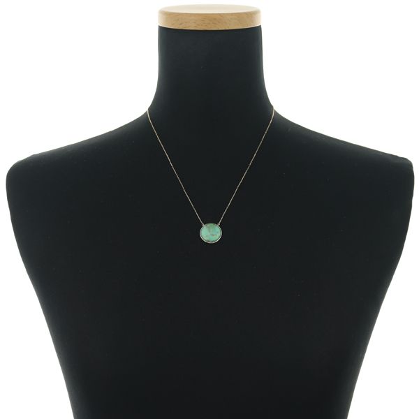 Agete turquoise circle necklace in K10 yellow gold and silver with 40/45 cm chain length and 16.5 mm diameter pendant