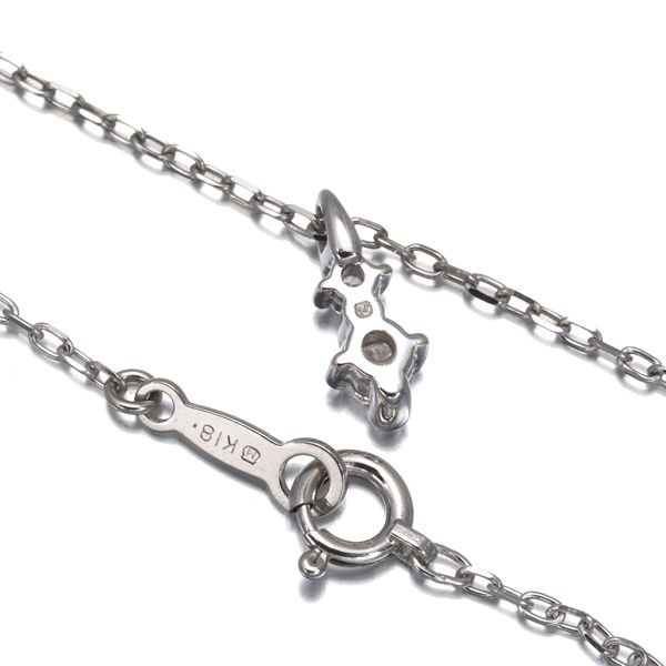 Mikimoto 18K white gold necklace with 0.09ct diamond pendant measuring 10.3 by 4.3 mm