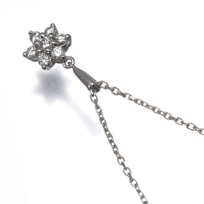 Mikimoto 18K white gold necklace with 0.21ct diamond flower pendant, 40cm length